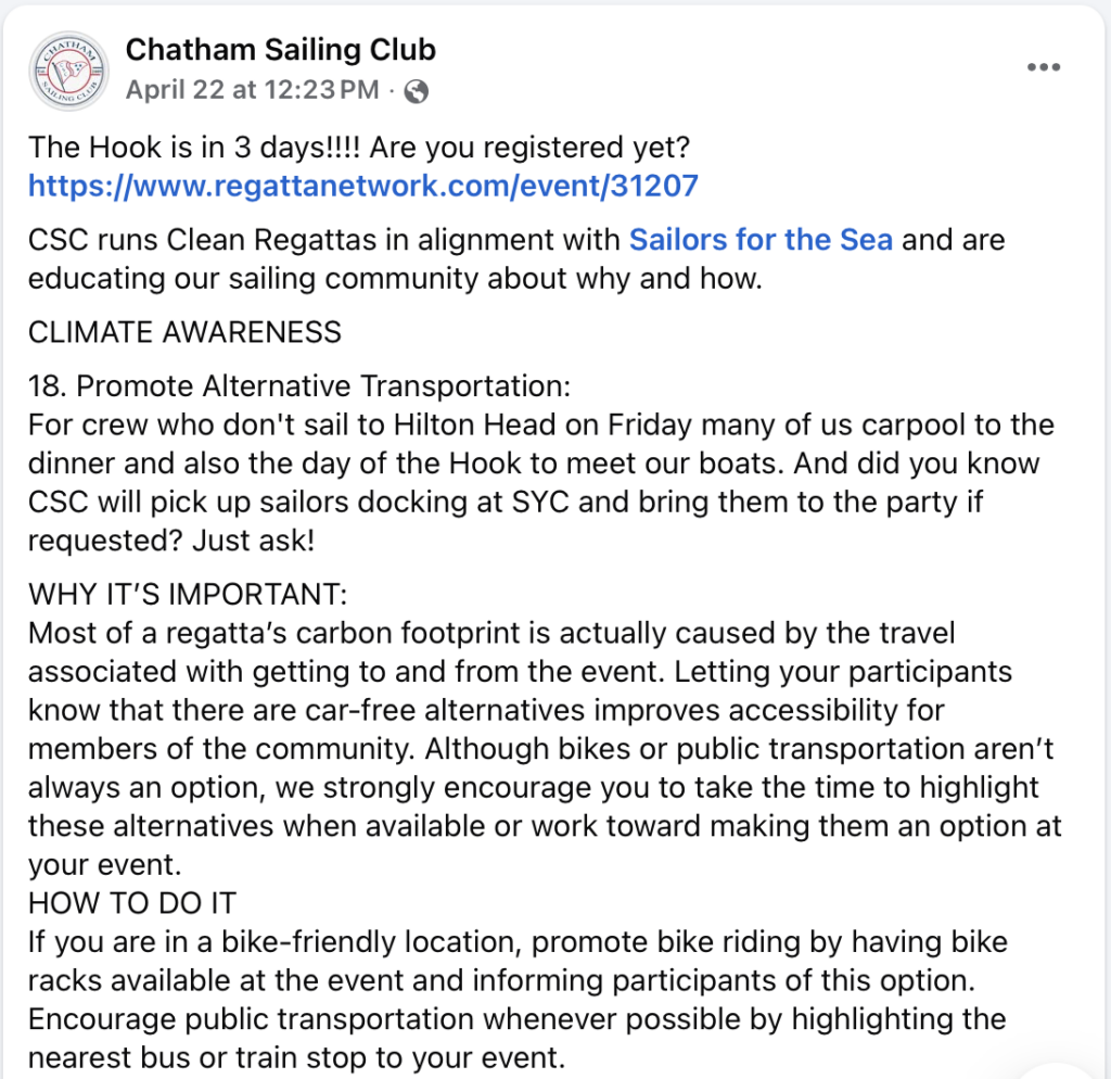 18. Promote Alternative Transportation<br>This is posted on our FB page: For crew who don